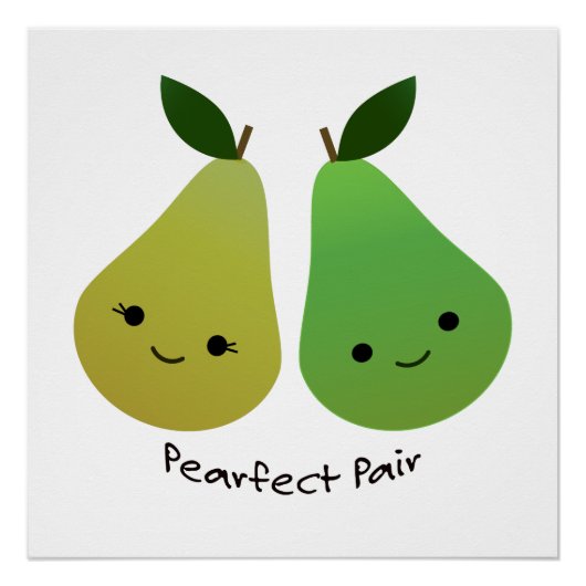 Pearfect Pear Kawaii Pears Perfect Poster (Voorkant)