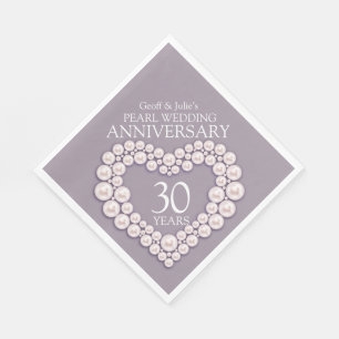 Pearl 30th Bruiloft Jubileum hart genaamd servette Servet