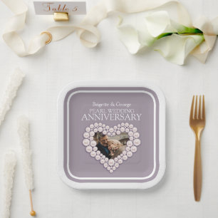 Pearl 30th Wedding Jubileum foto hart Papieren Bordje