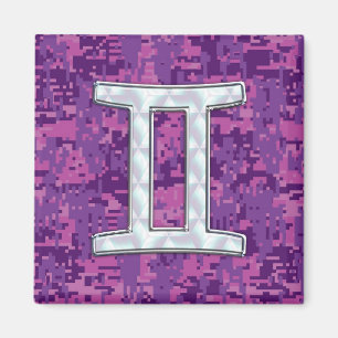 Pearl als Gemini Zodiac Symbol Digital Camouflage Magneet