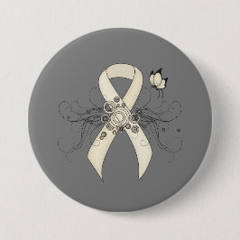 Pearl Awareness Ribbon Butterfly Ronde Button 7,6 Cm