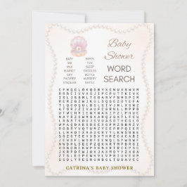 Pearl Baby Shower Game - Editable Name, 5x7 Kaart