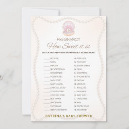Pearl Baby Shower Game - Editable Name, 5x7 Kaart