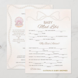 Pearl Baby Shower Game - Editable Name, 5x7 Kaart