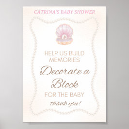 Pearl Baby Shower Game Sign Poster