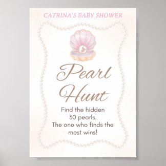 Pearl Baby Shower Game Sign Poster