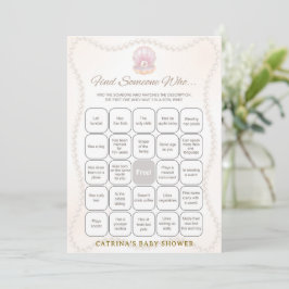 Pearl Baby Shower Spel - Bewerkbare Naam, 5x7 Kaart
