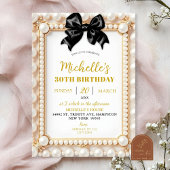 Pearl Black Bow Invitation Anniversaire