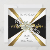 Pearl Black Gold Silver Diamond Birthday 2 Kaart (Voorkant)