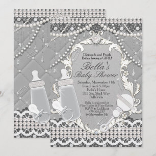 Pearl Bling Baby Shower Invitations