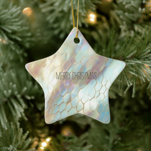 Pearl Blue Snake Huid Dierenprint Keramisch Ornament