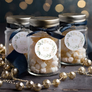 Pearl Blush Floral Elegance Border Wedding ID989 Ronde Sticker