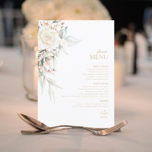 Pearl Blush Floral Elegance Mariage Menu ID989