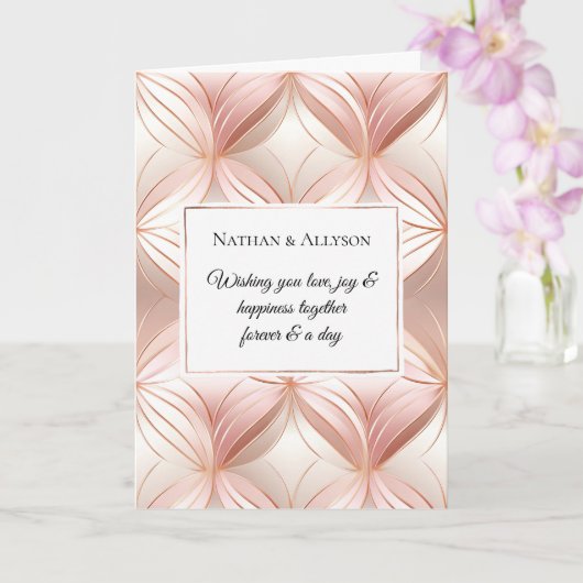 Pearl Blush Pink Rose Gold Abstracte bruiloft Kaart (Orchidee)