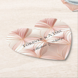 Pearl Blush Pink Rose Gold Abstracte bruiloft Kartonnen Onderzetters