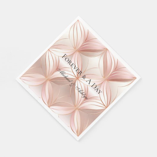 Pearl Blush Pink Rose Gold Abstracte bruiloft Servet (Hoek)