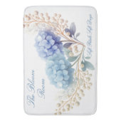 Pearl Blush Powder Blue Hydrangea Waterverf Badmat (Voorkant Verticaal)