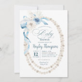 Pearl Boho Blue Floral Baby shower Invitation (Devant)