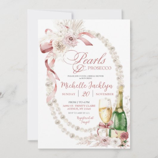 Pearl Boho Bruids Douche Uitnodiging (Voorkant)