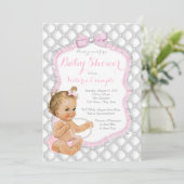 Pearl Bow-Baby shower Kaart (Staand voorkant)