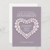 Pearl bruiloft verjaardag maaltijd opties kaart (Voorkant / Achterkant)