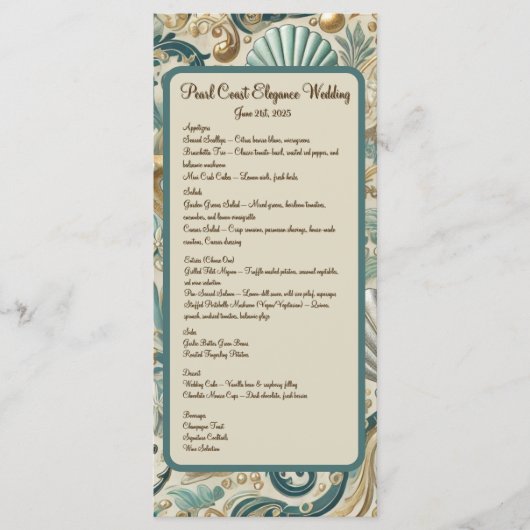 Pearl Coast Elegance Reception Menu (Devant)