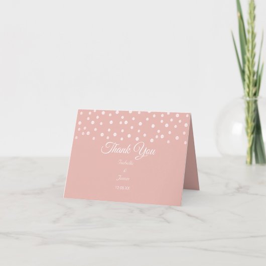 Pearl Confetti op Roos Gold Wedding Bedankkaart (Voorkant)