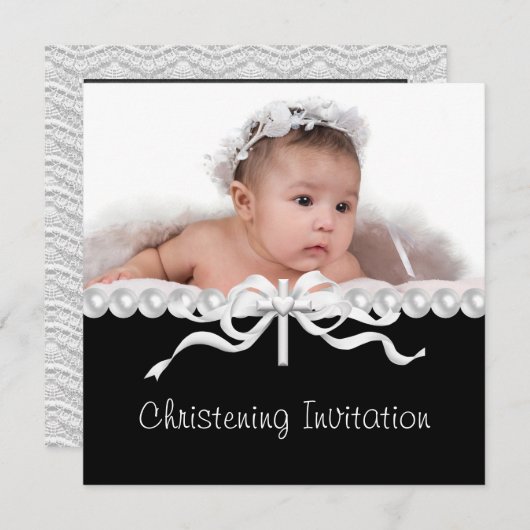 Pearl Cross Christening Kaart (Voorkant / Achterkant)