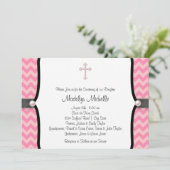 Pearl Cross Pink Chevron Doop Kaart (Staand voorkant)