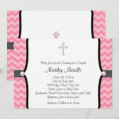 Pearl Cross Pink Chevron Doop Kaart (Voorkant / Achterkant)