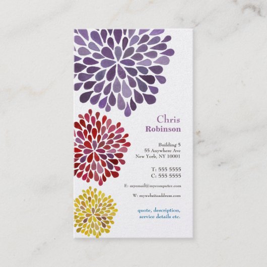 Pearl Dahlia Blossom Burst Floral Visitekaartje (Voorkant)