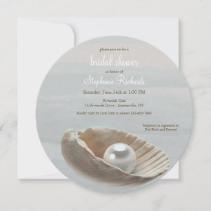 Pearl dans Shell Round Bridal Shower Invitation