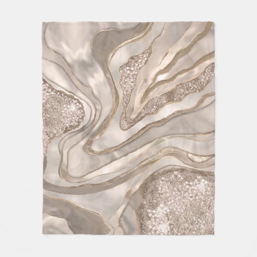 Pearl, diamanten en digitale platina-geode kunst fleece deken (Voorkant)
