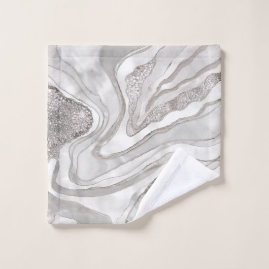 Pearl, diamonds and platinum geode digital art bad handdoek (Wasdoekje)