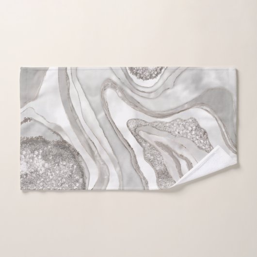 Pearl, diamonds and platinum geode digital art bad handdoek (Handdoek)
