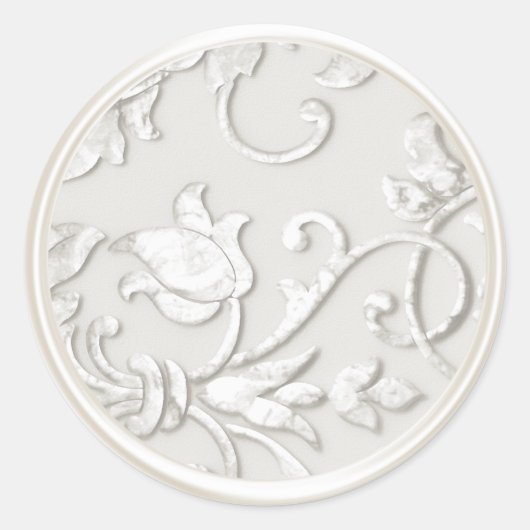 Pearl "Embossed" Damask Envelope Seal Ronde Sticker (Voorkant)