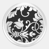 Pearl en Black Damask Envelope Seal Ronde Sticker (Voorkant)