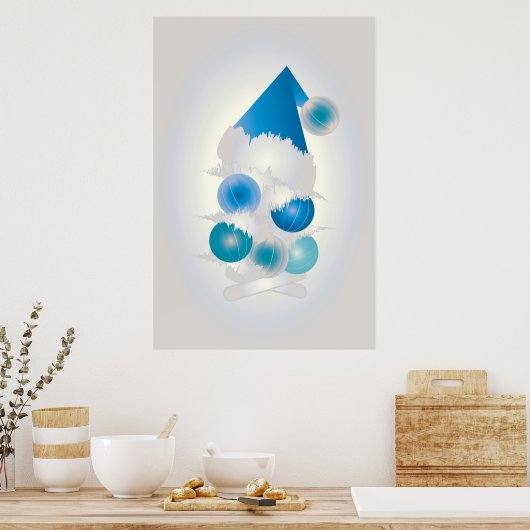 Pearl en blauw voor Kerstmis Poster (Keuken)