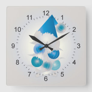 Pearl en blauw voor Kerstmis Vierkante Klok