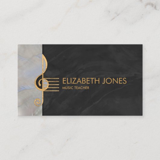 Pearl en goud Treble Clef Ornament Visitekaartje (Voorkant)