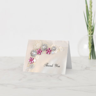 Pearl en Pink Diamond Button Bridesmaid Bedankkaart