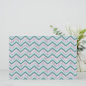 Pearl Floral Blauwgroen ZigZag Pattern Briefpapier (Staand voorkant)