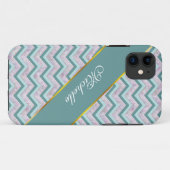 Pearl Floral Blauwgroen ZigZag Pattern Case-Mate iPhone Case (Achterkant (horizontaal))