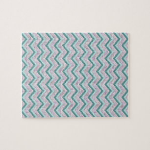 Pearl Floral Blauwgroen ZigZag Pattern Legpuzzel