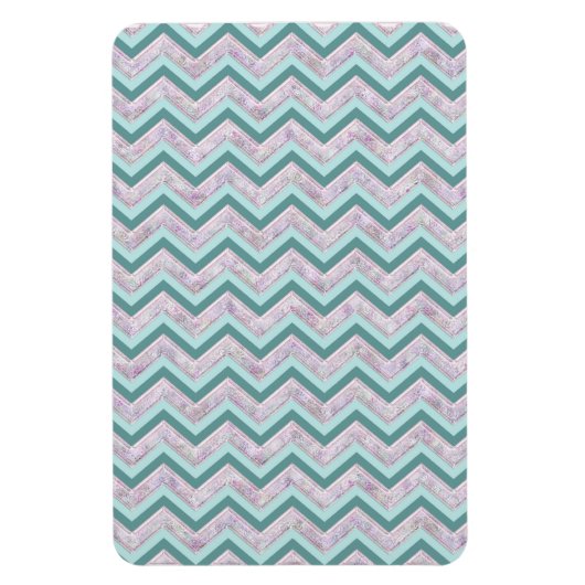 Pearl Floral Blauwgroen ZigZag Pattern Magneet (Verticaal)