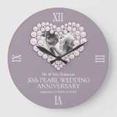 Pearl foto hart 30e bruiloft aangepast grote klok (Voorkant)