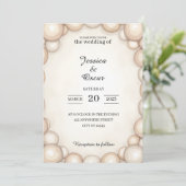 Pearl Frame Wedding Invitation Kaart (Staand voorkant)