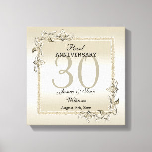 Pearl Gem en Glitter 30th Wedding Jubileum Canvas Afdruk