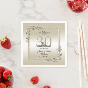 Pearl Gem en Glitter 30th Wedding Jubileum Servet