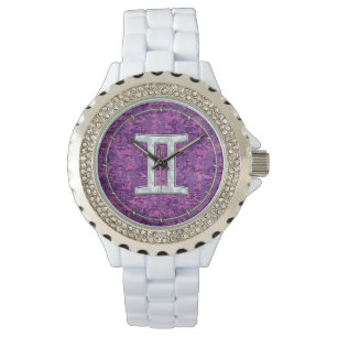 Pearl Gemini Zodiac Symbol op Digital Camouflage Horloge